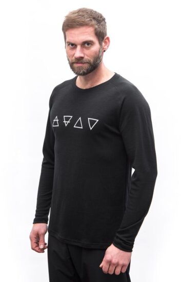 SENSOR MERINO BLEND ELEMENTS pánské triko dl.rukáv černá Velikost: M - Obrázek 2