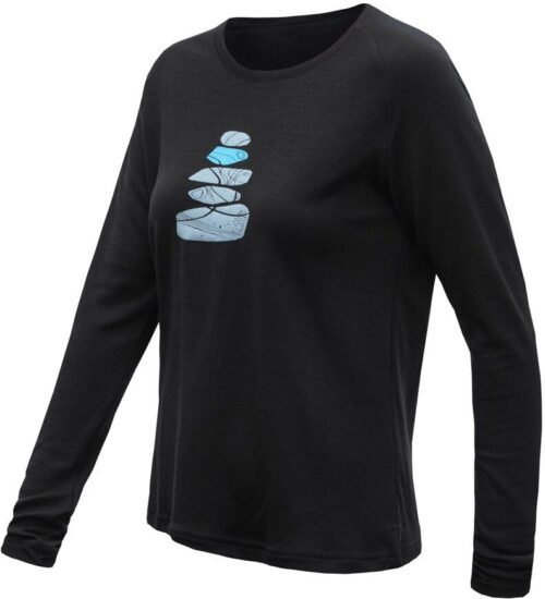 SENSOR MERINO BLEND STONE dámské triko dl.rukáv černá Velikost: XL