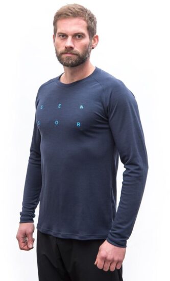 SENSOR MERINO BLEND TYPO pánské triko dl.rukáv deep blue Velikost: S - Obrázek 2