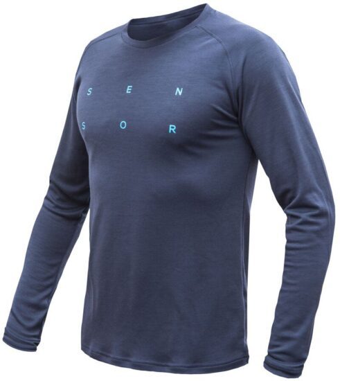 SENSOR MERINO BLEND TYPO pánské triko dl.rukáv deep blue Velikost: S