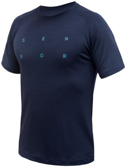 SENSOR MERINO BLEND TYPO pánské triko kr.rukáv deep blue Velikost: M