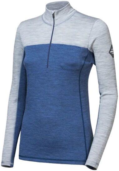 SENSOR MERINO BOLD dámské triko dl.rukáv zip cool blue/cool gray Velikost: M