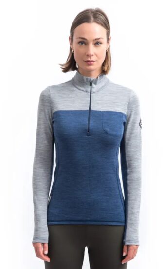 SENSOR MERINO BOLD dámské triko dl.rukáv zip cool blue/cool gray Velikost: S - Obrázek 2