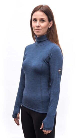 SENSOR MERINO BOLD dámské triko roll neck dl.rukáv cool blue Velikost: XXL - Obrázek 2