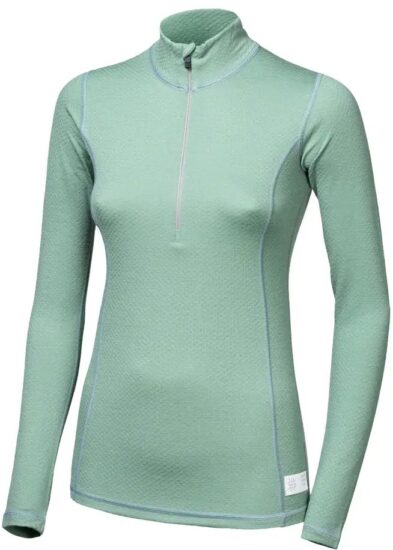 SENSOR MERINO DF dámské triko dl.rukáv zip basil green Velikost: XL