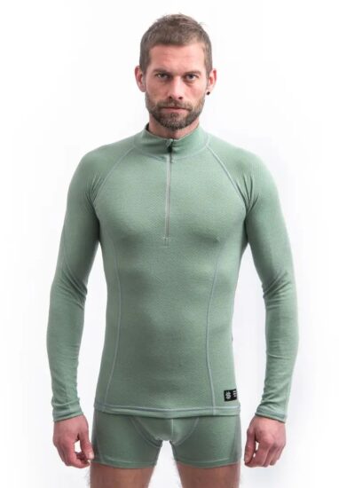 SENSOR MERINO DF pánské triko dl.rukáv zip basil green Velikost: XXL - Obrázek 2