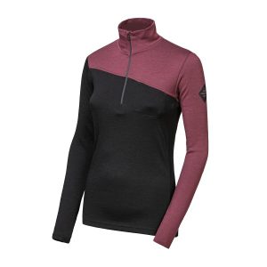 SENSOR MERINO EXTREME UP dámská mikina dl.rukáv zip černá/port red Velikost: S 8592837110295