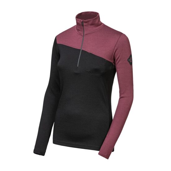 SENSOR MERINO EXTREME UP dámská mikina dl.rukáv zip černá/port red Velikost: S 8592837110295