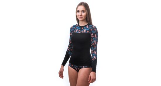 SENSOR MERINO IMPRESS dámské triko dl.rukáv černá/floral Velikost: XL 8592837067476 - Obrázek 2