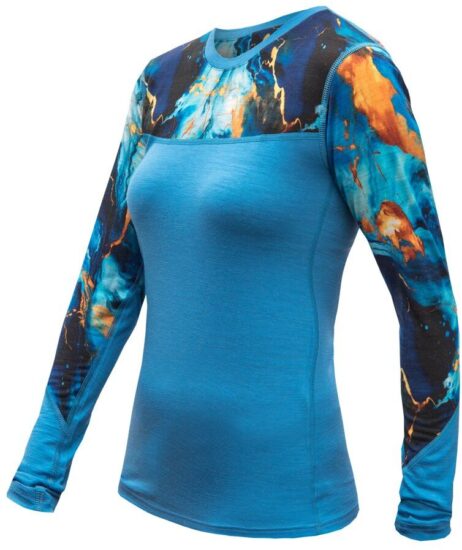 SENSOR MERINO IMPRESS dámské triko dl.rukáv modrá/universe Velikost: S