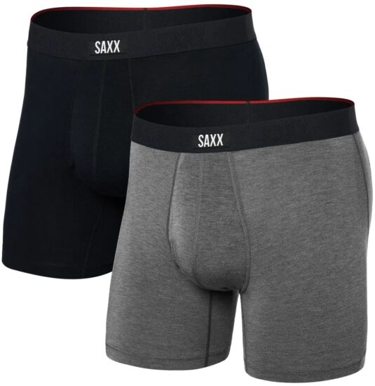 Saxx VIBE XTRA BOXER BRIEF FLY 2PK black/dark grey heather Velikost: XL