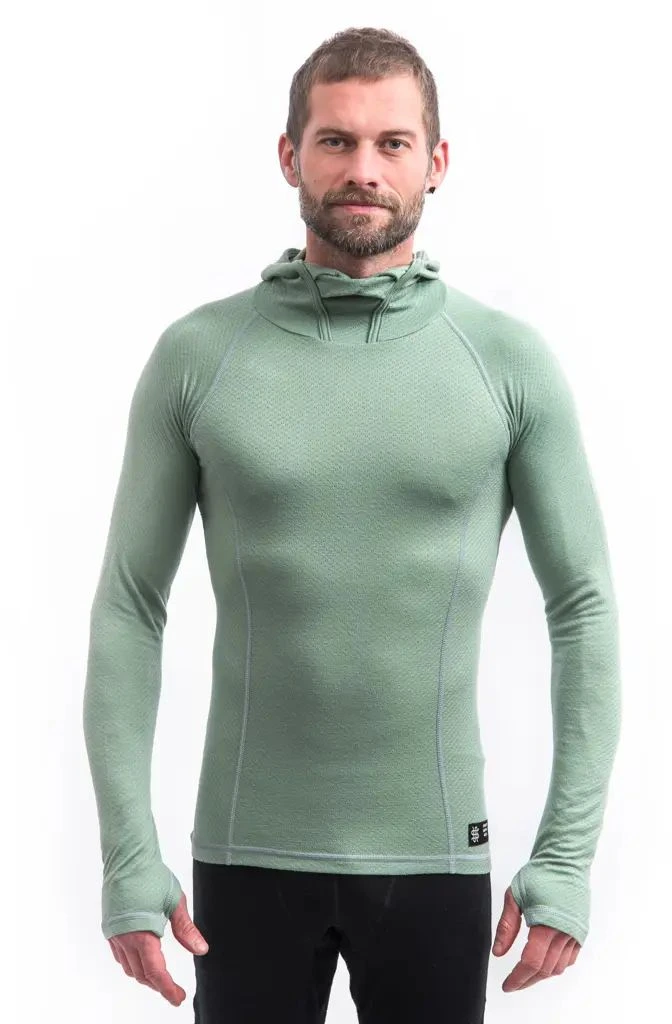 SENSOR MERINO DF pánské triko dl.rukáv s kapucí basil green Velikost: L - Obrázek 2