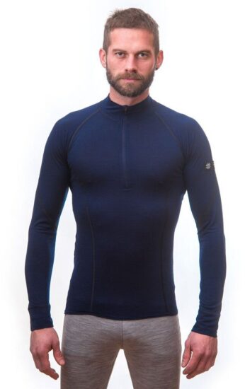SENSOR MERINO ACTIVE pánské triko dl.rukáv stoják zip deep blue Velikost: M - Obrázek 2