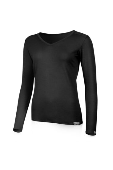 Lasting EVA 9090 černá dámské merino triko s výstřihem Velikost: XL