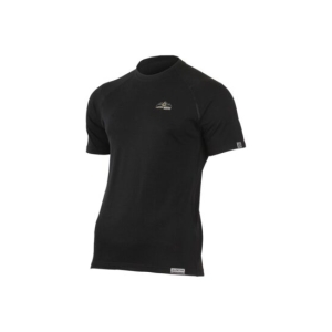 Lasting KAREL 9090 černé pánské merino triko s tiskem Velikost: M