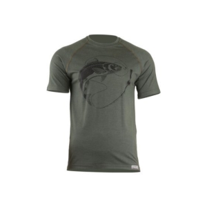 Lasting SALMON 6262 zelené pánské merino triko s tiskem Velikost: S