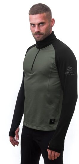 SENSOR COOLMAX THERMO pánská mikina zip olive green/černá Velikost: XXL - Obrázek 2