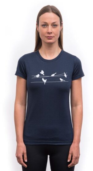 SENSOR MERINO ACTIVE SONGBIRDS dámské triko kr.rukáv deep blue Velikost: XL - Obrázek 2
