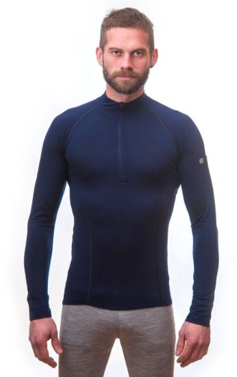 SENSOR MERINO ACTIVE pánské triko dl.rukáv stoják zip deep blue Velikost: XXL - Obrázek 2