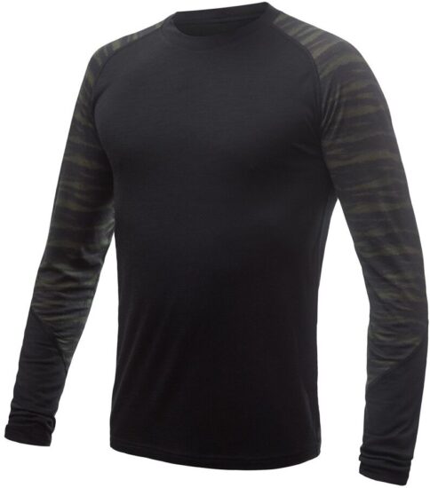 SENSOR MERINO IMPRESS pánské triko dl.rukáv černá/batik Velikost: L