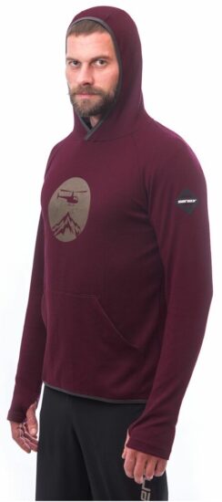 SENSOR MERINO UPPER HELI pánská mikina klokanka port red Velikost: L 8592837086187 - Obrázek 2