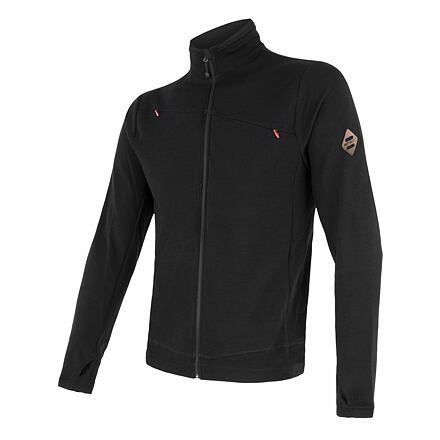 SENSOR MERINO UPPER pánská mikina celozip černá Velikost: XXXL