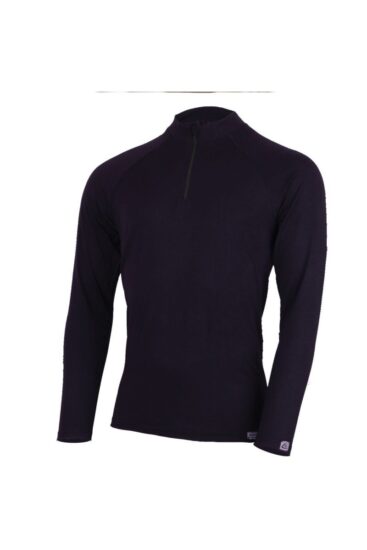 Lasting AZAR 9090 černé pánské merino triko se zipem u krku Velikost: XXL