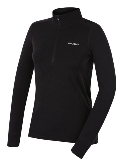 Husky Dámská merino mikina Aron Zip L black Velikost: XXL
