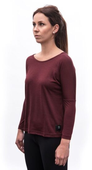 SENSOR MERINO AIR traveller dámské triko dl.rukáv port red Velikost: S - Obrázek 2
