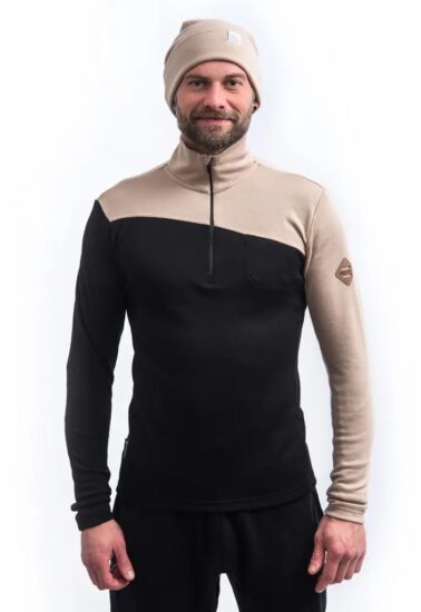 SENSOR MERINO EXTREME UP pánská mikina dl.rukáv zip černá/almond beige Velikost: L - Obrázek 2