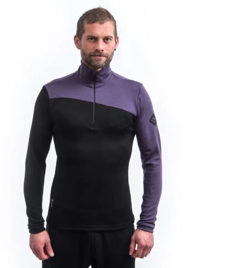 SENSOR MERINO EXTREME UP pánská mikina dl.rukáv zip černá/grape purple Velikost: S - Obrázek 2