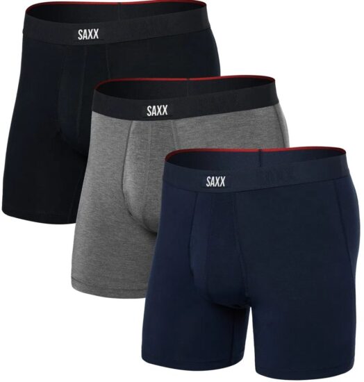 Saxx VIBE XTRA BOXER BRIEF FLY 3PK black/dk grey hthr/navy Velikost: L